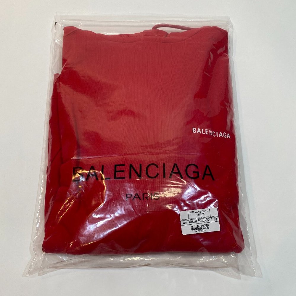Balenciaga Logo Print Hoodie Red (XXS)